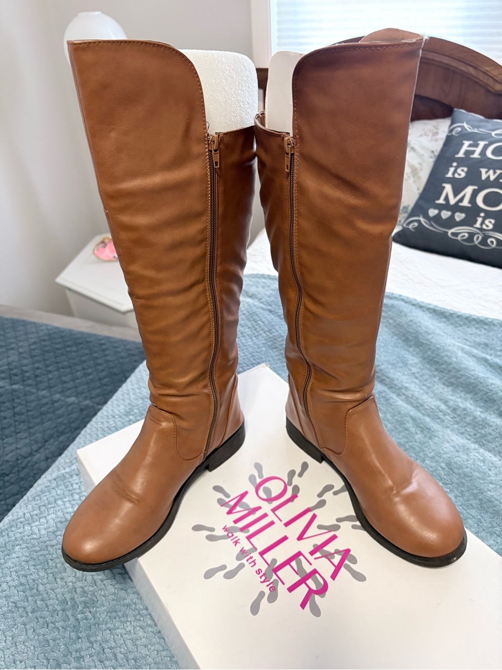 Olivia Miller Tall Over-the-Knee Riding Boots - Cognac Brown